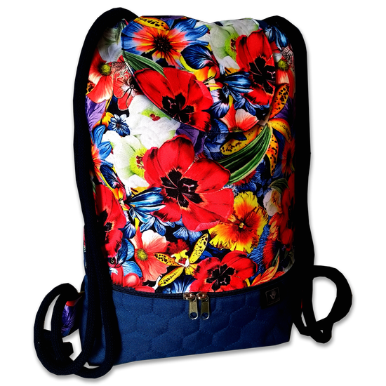 Plecak - worek z klapką polne kwiaty 3